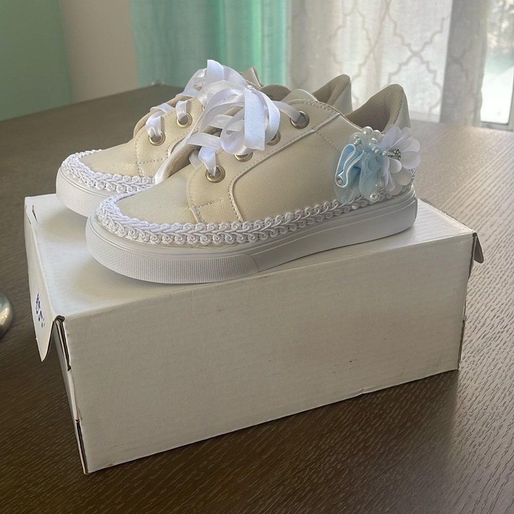 NWT flower Girl Baptism Dressy little girl tennis shoes